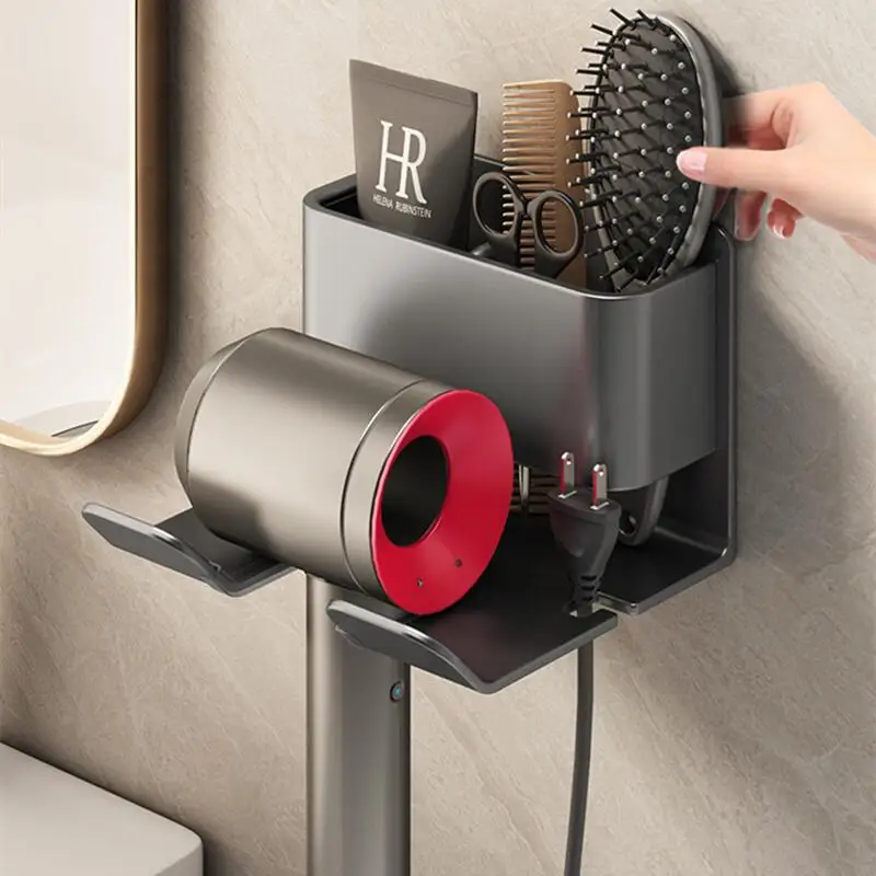 Black Hair Dryer Holder Bathroom Dryer Cradle Nail free Mounted