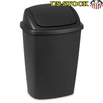 7.5-Gallon Swing-Top Plastic Wastebasket 1