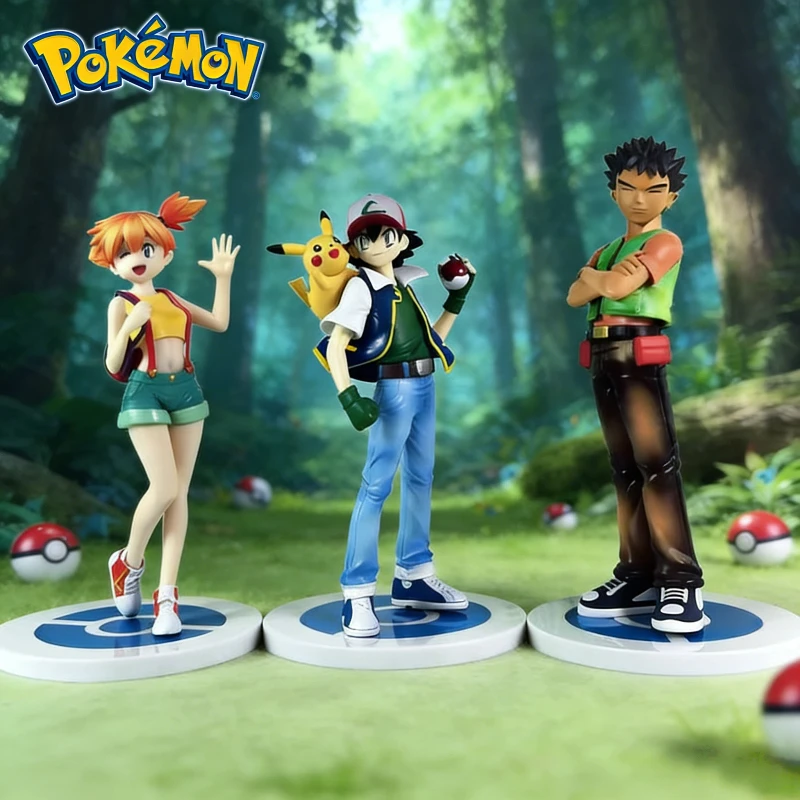 18 cm PokéMon Ash Ketchum/Misty/Brock Action-figuren Pvc Statue Desktop Ornament Sammlung Modell Spielzeug Geschenke für Fans