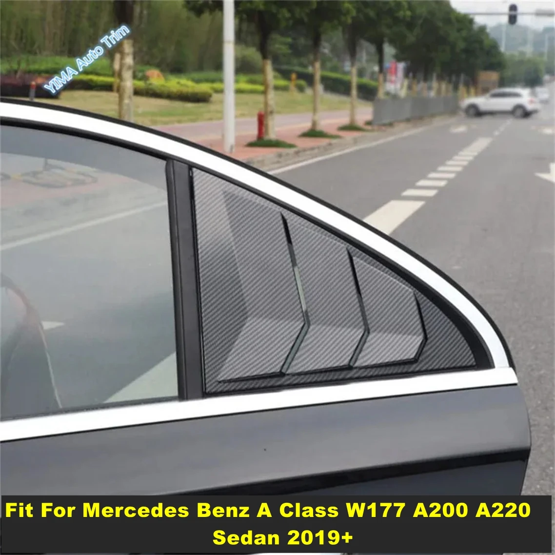 

Rear Side Window Scoop Louvers Cover Vent Trim For Mercedes Benz A Class W177 A200 A220 Sedan 2019 - 2023 Black / Carbon Fiber