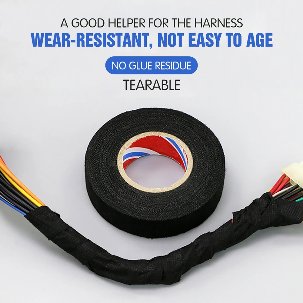 Heat Resistant Harness Tape Adhesive Cloth Fabric Tape Electrical Heat Tapes Car Auto Cable Harness Wiring Loom 9/15/19/25/32MM