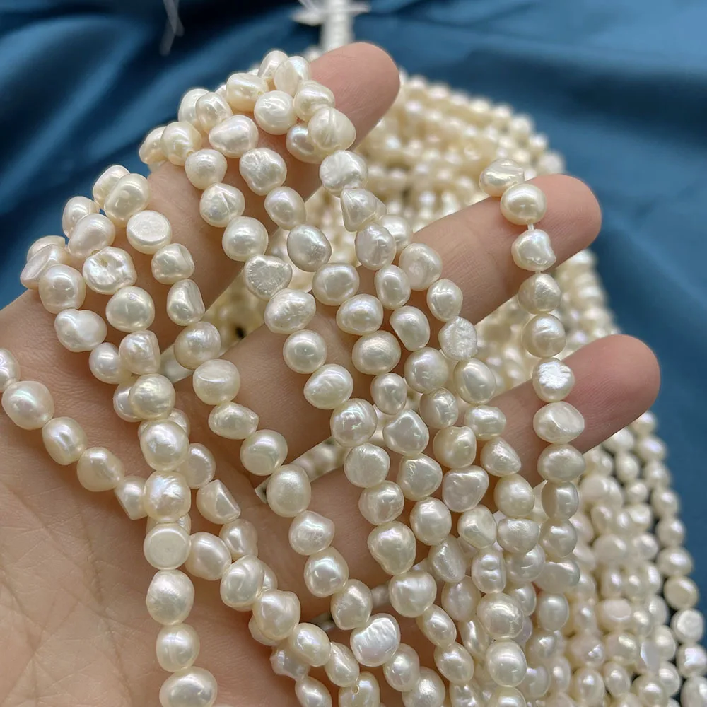 

5-6mm Middle Hole Two-Sided Light Baroque Special-Shaped Natural Freshwater Pearl Loose Beads DIY Necklace Jewelry Accessories