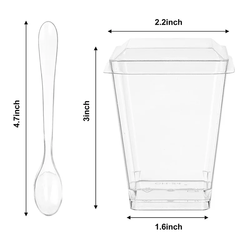 20PCS Plastic 160ml Dessert Cups with Lids Spoons Pudding Cup Dessert Cake Cup Appetizer Jelly Yogurt Mousse Baking