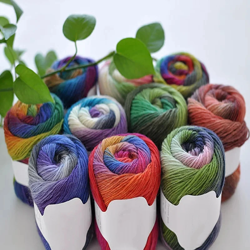 Description Picture 4 of item1PCS 50g/Group Ball of Yarn Rainbow Gravity Color DIY Weave Yarn Knitting Scarf Sweater Shawl Hat Yarn Auxiliary Materials
