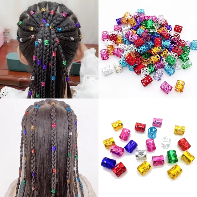 100pcs Hair Beads For Braids Woman Man Adjustable Hair Braid Rings Cuff  Clips Mixed Beads Dreadlock Hair Decoration Accessories - Hair Clip -  AliExpress