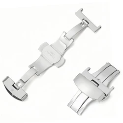 Stainless Steel Butterfly Clasp Watchband with Polished Double Press Buckle - 10mm (Silver)