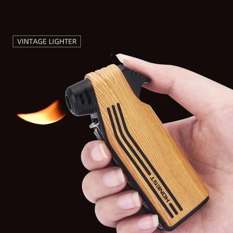 

Metal Vintage Oblique Fire Gas Lighter Open Fire Multifunctional Tube Portable Windproof Lighter Outdoor Cigar Tool Men's Gifts