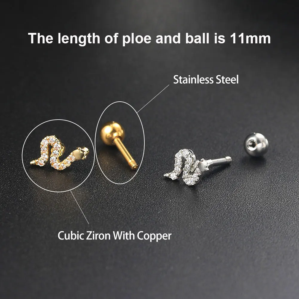 JeryWe Set 9 Pezzi Orecchini Cartilagine 16G – Helix Tragus Conch – CZ E Forme Cuore Fiore Foglia Malocchio