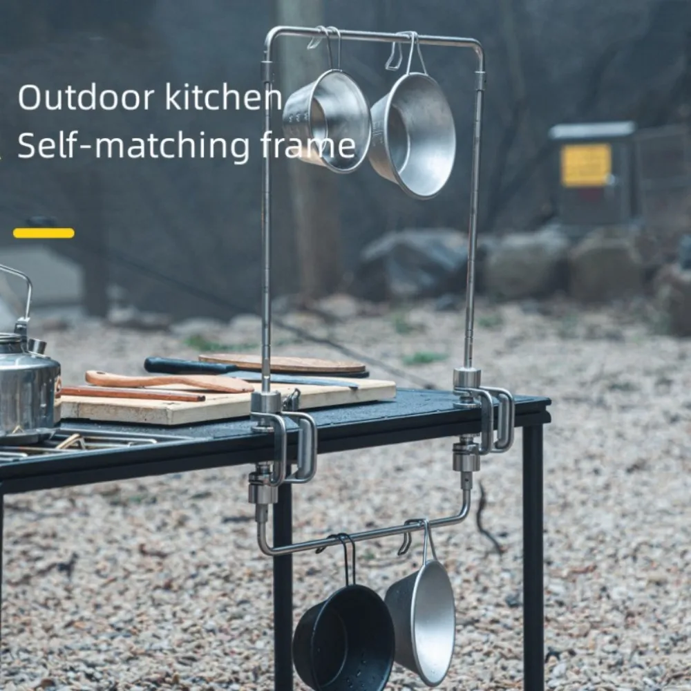 Tryhomy 야외 IGT 테이블 액세서리 휴대용 캠핑 라이트 스탠드 스테인레스 스틸 데스크탑 스토리지 랙 데스크탑 교수형 선반
