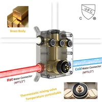 Wanmivezlo วาล์วผสมอุณหภูมิ3ทางกล่องในห้องน้ำแบบซ่อนในห้องน้ำก๊อกน้ำควบคุมอุณหภูมิหลอด 4
