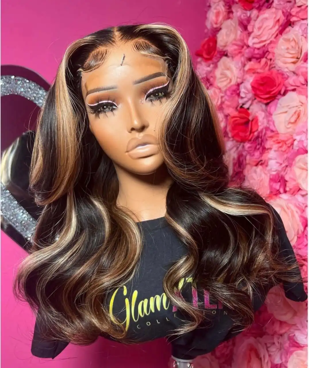 

Highlight Blonde Lace Wigs For Women Synthetic Lace Front Wigs Omber Blonde Lace Frontal Wig Pre Plucked Hairline With Baby Hair