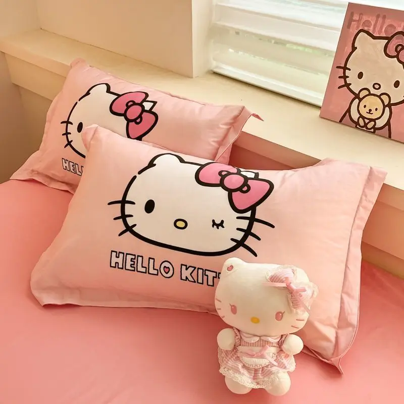 

Kawaii Hello Kitty Kuromi Melody Cinnamoroll Cotton Pillowcase 48*74Cm Anime Cartoon Single Pillowcase Student Pillowcases Gift