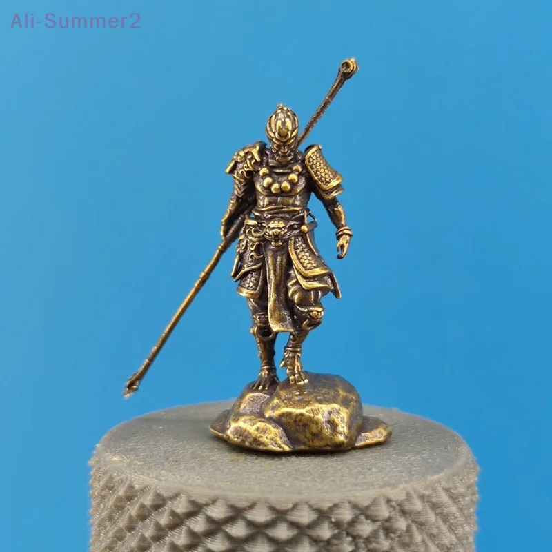 Antigo macaco sun wukong estatuetas em miniatura artesanato mini cudgel dourado wu kong estátua modelo ornamentos de mesa casa decoração do carro artesanato