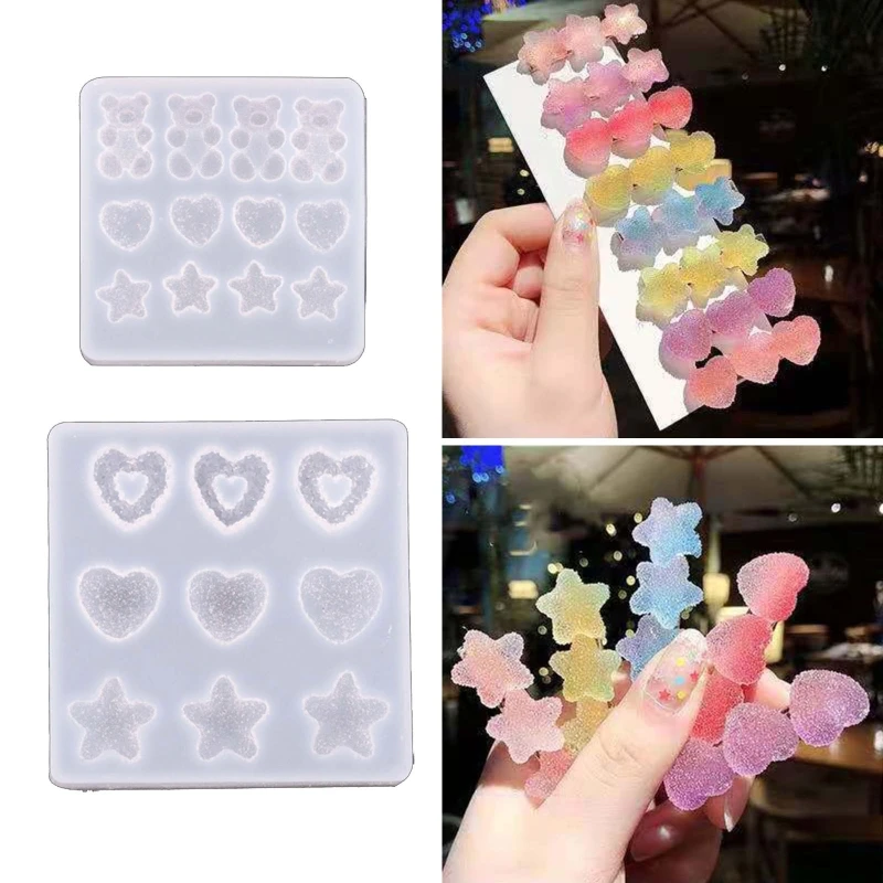 for Creative Hairpin Resin Molds Cartoon Bear Star Heart Shaped Epoxy Mold DIY Craft Mould Hair Clip Silicone Mold for Dropship heart photo frame silicone mold diy craft epoxy resin casting molds ornaments dropship