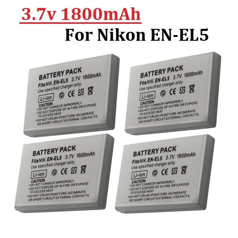 Batteria 1800Mah En-El5 Enel5 Per Nikon Coolpix P530 P520 P510 P100 P500 P5000 P5100 P6000 3700 4200 Batterie Per Fotocamera
