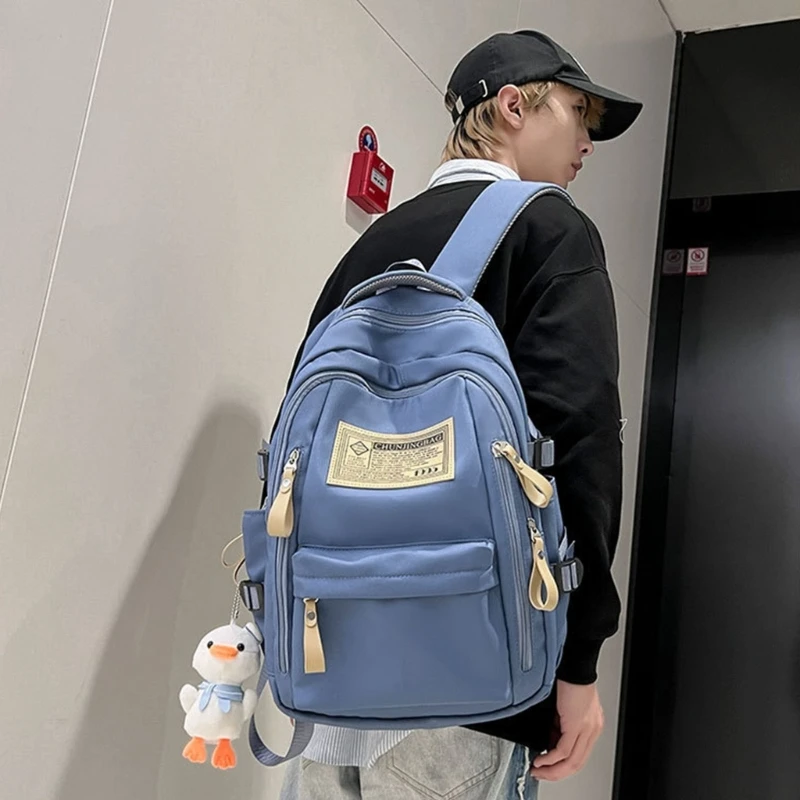 Multi-Pocket Bookbag Pendant Backpack Travel Laptop Bag Rucksack Casual Daypack School Bags for Student