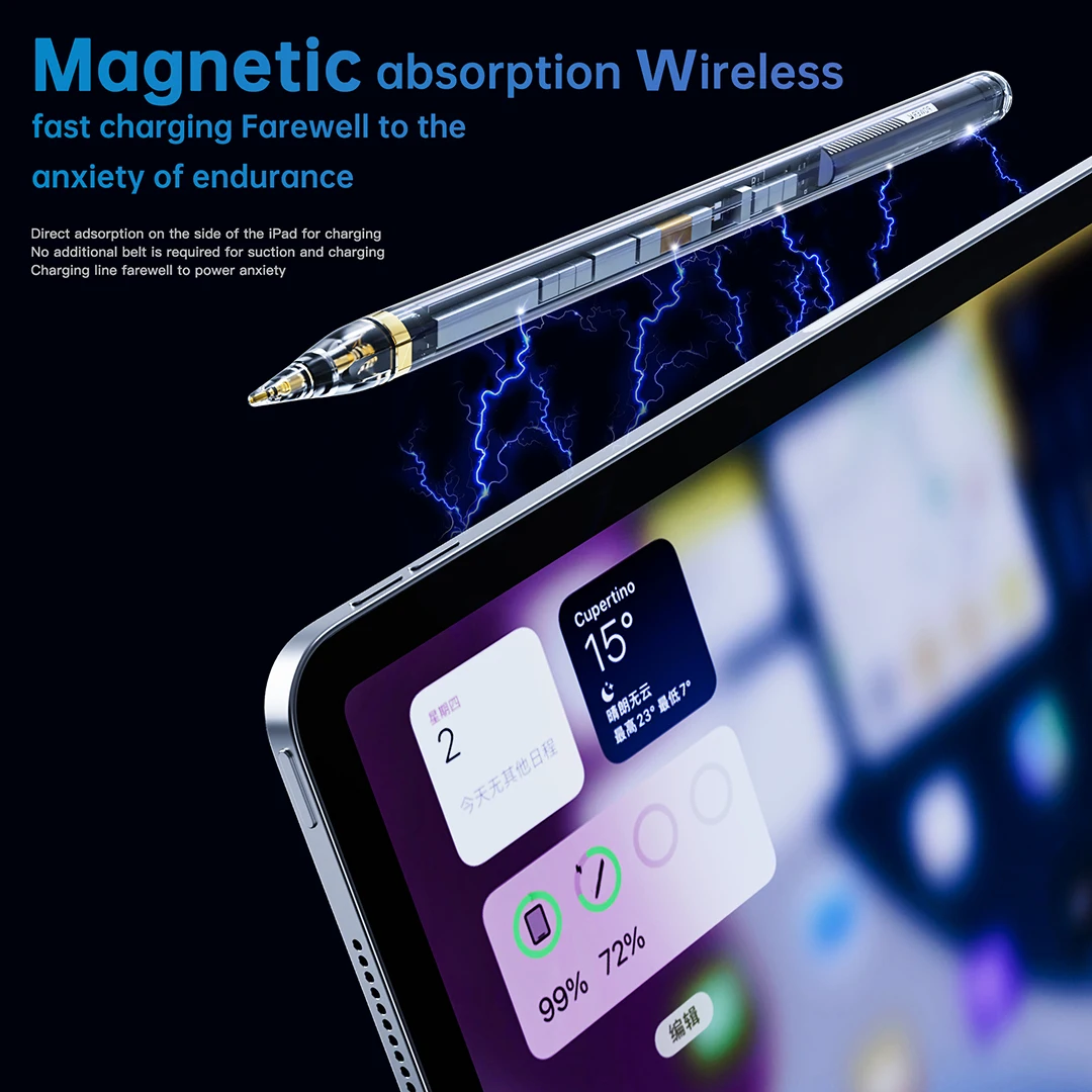 iPad Pencil 2nd Generation with Magnetic Wireless Charging Transparent technological pen tube Touch screen pencil