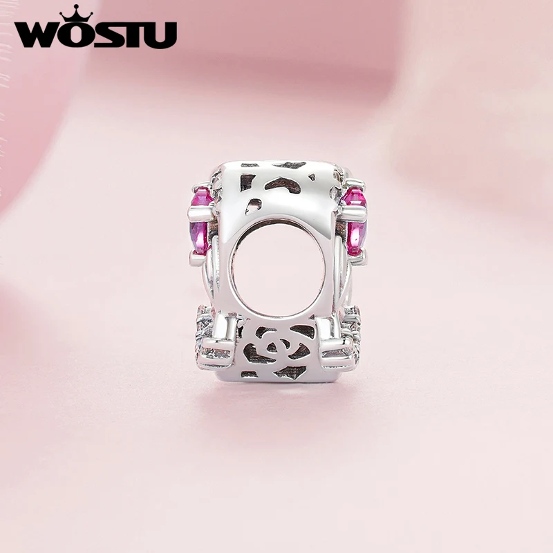 WOSTU 구리 어머니의 날 하트 참 엄마 사랑 펜던트 도금 화이트 골드 여성용 오리지널 팔찌 패션 주얼리 선물