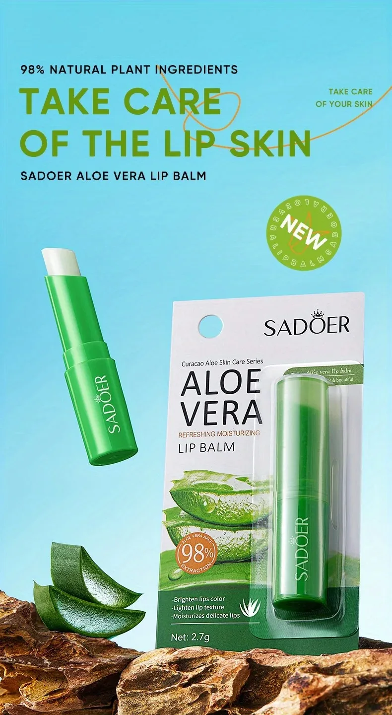 Lip Aloe Balm Nourishing, Refreshing, Hydrating and Moisturizing Preventing Cracking and Repairing Lips Gentle Non Irritating 6