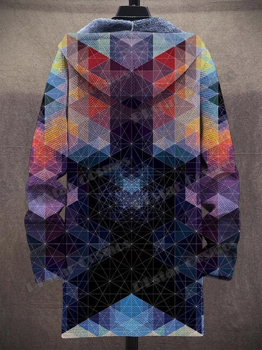 Hippie Art & Retro Paisley Art Muster 3D-gedruckter Herrenmode-Plüsch-dicker Kapuzenmantel Winter Lässige warme Reißverschlussjacke CM11 – Detail 14