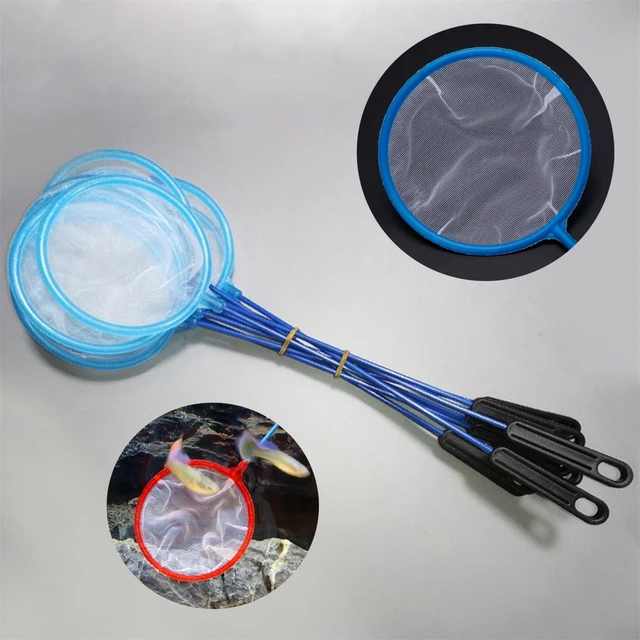 10Pcs Long Handle Portable Fish Net Diameter 7/9.5/10cm Round Aquarium Fish Tank Little Fish Shrimp Landing Net Cleaning Tool 5