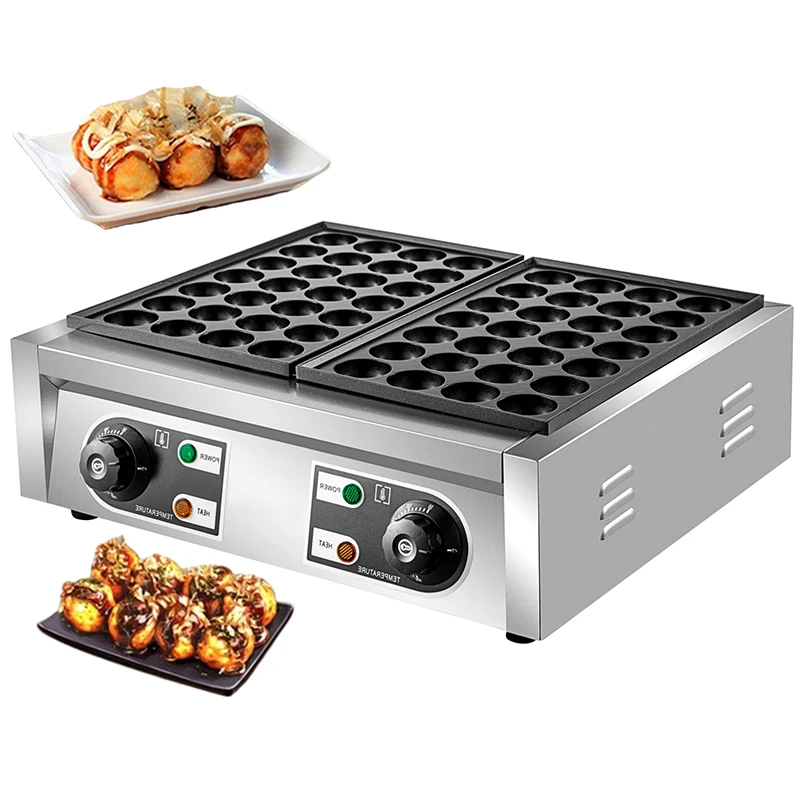 HT-56 Electric Takoyaki Maker Commercial Takoyaki Machine Non Stick Double Baking Pan 56 Octopus Household Small Fish Ball Grill 5