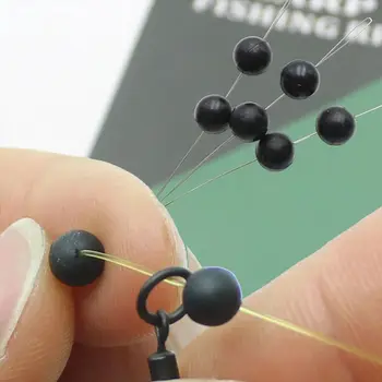 100pcs Fishing Beads Space Stopper Black 3mm-12mm Round Soft and hard beans Fishing Lures bait Hook Rig Accessories 1