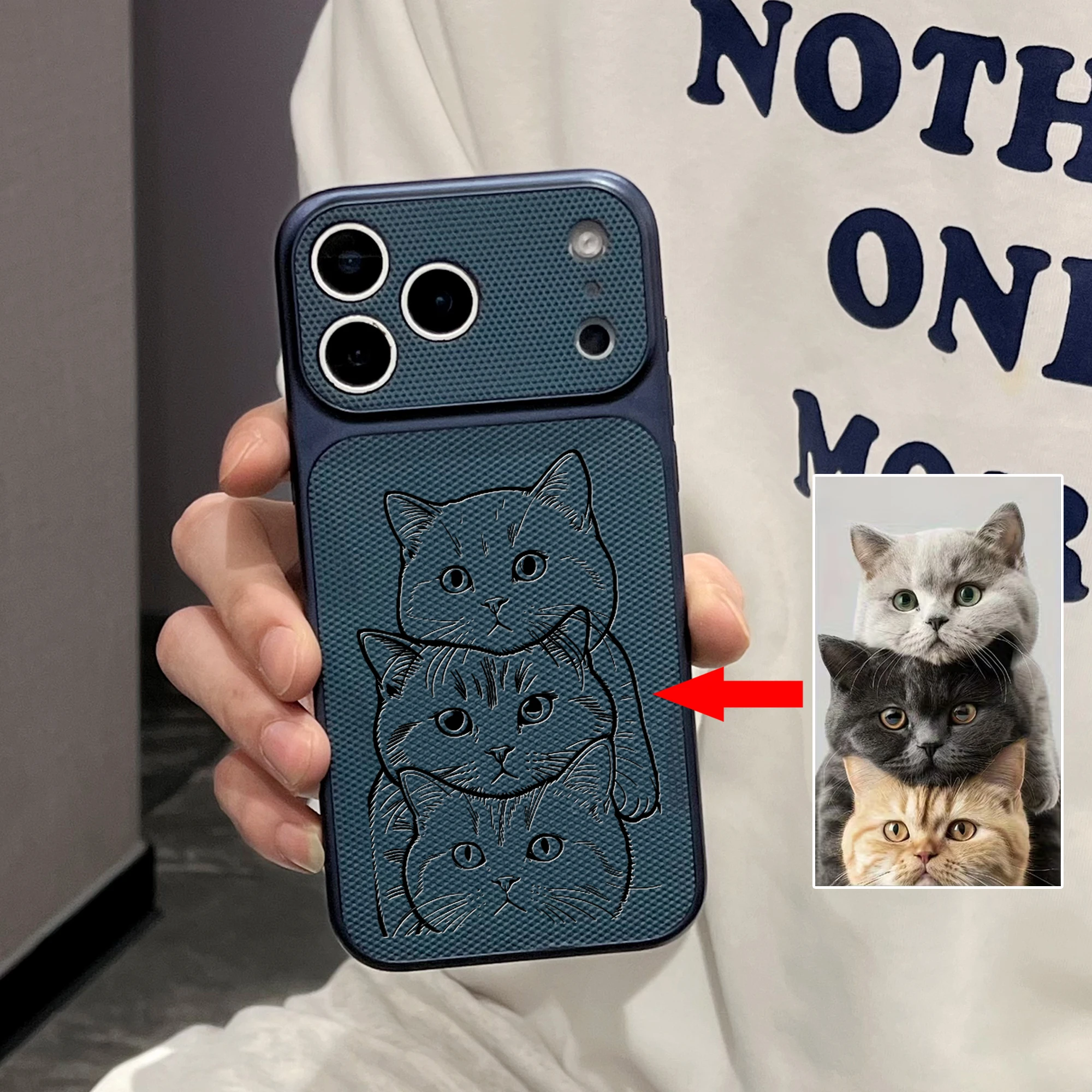 Custom Photo Hand Drawn Lines Phone Case for iPhone 17 thumbnail 3