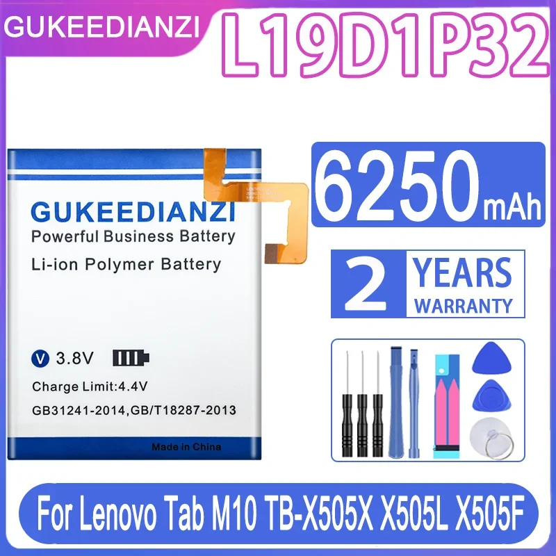 

GUKEEDIANZI Battery L19D1P32 5500/6250mAh For Lenovo Tab M10 TB-X505X X505L TB-X605L TB-X605F TB-X605M TB-X505X Tablet x505L X5