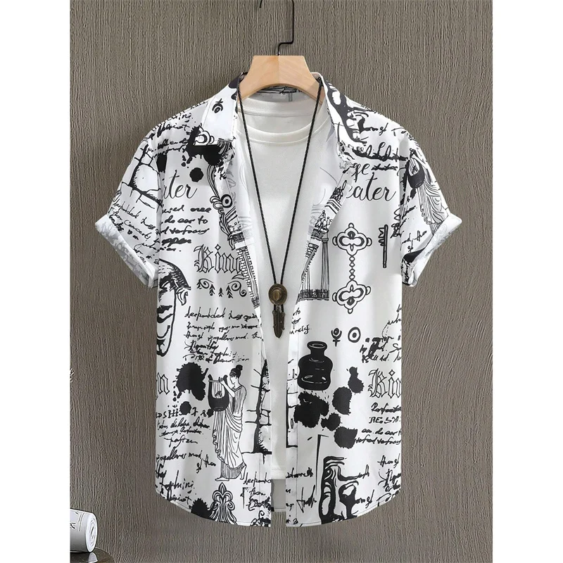 thumbnail image 1 of Camisa hawaiana con estampado de ovni y cohete para hombres y mujeres, blusa con estampado 3D de abstracción artística, camisas hawaianas holgadas de manga corta con solapa para niños, 1 of 5