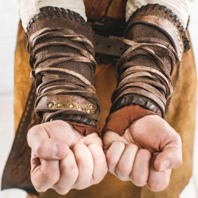Bracers Viking Leather Wrist Cuff Archery Arm Guard Leather