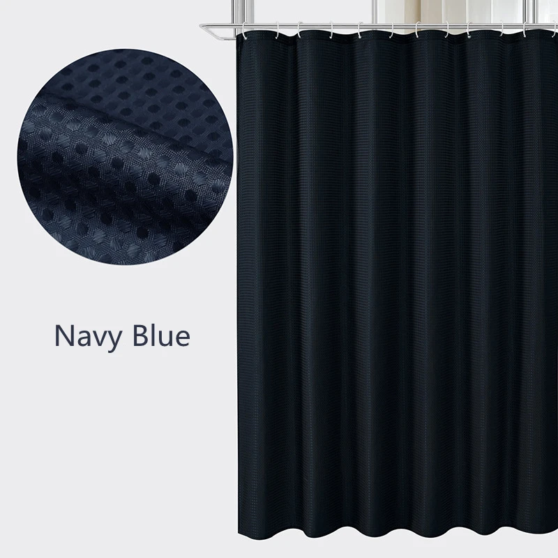 Plain Polyester Waffle Mildew-proof Shower Curtain Home Bathroom Partition Curtain Simple Waterproof Shower Curtain 4