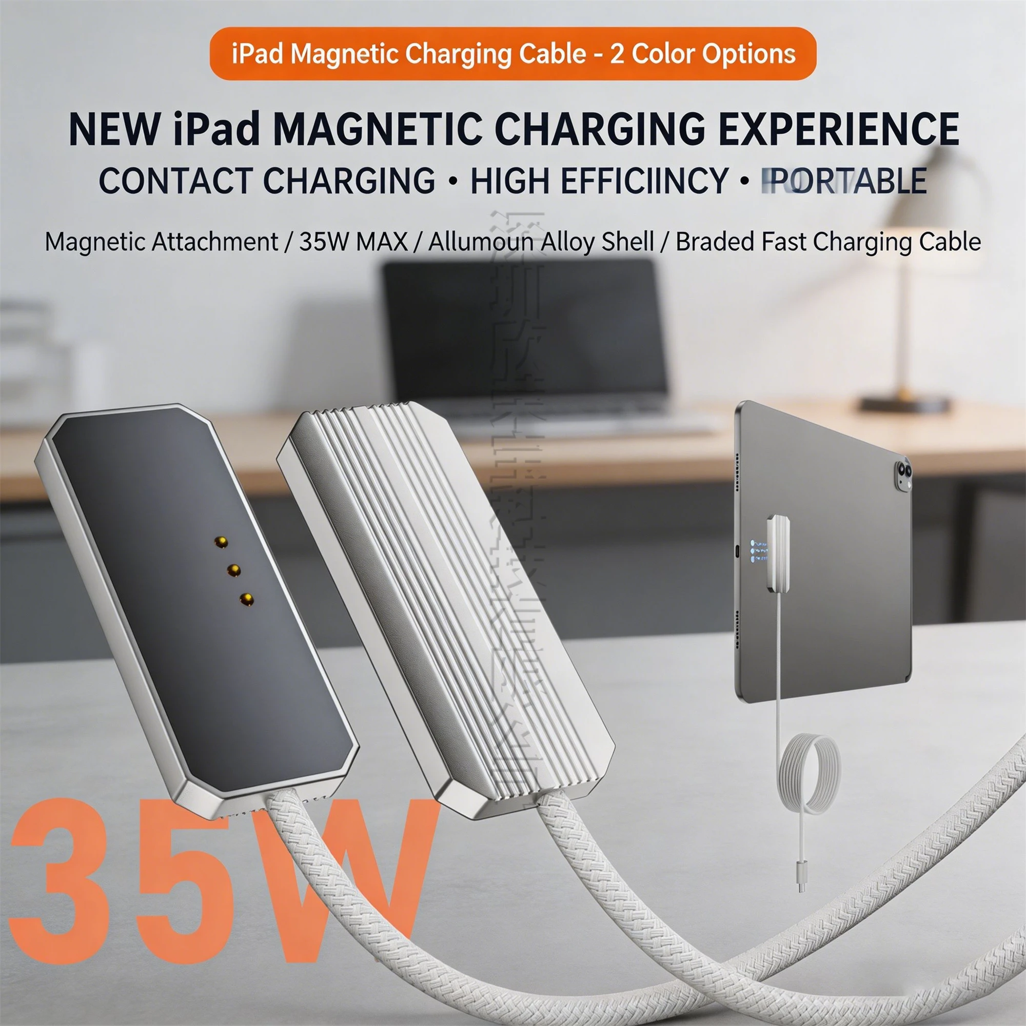 Dual-Port Magnetic Wireless Charger with Fast USB-C Charging Cable