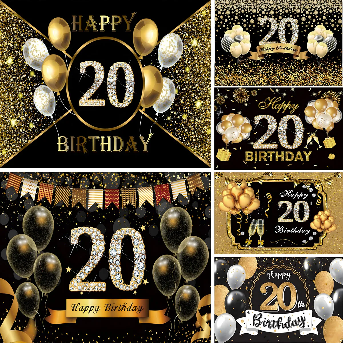 Happy Birthday Banner – Large 27th Birthday Backdrop Decor For Men's Party (Black & Gold)