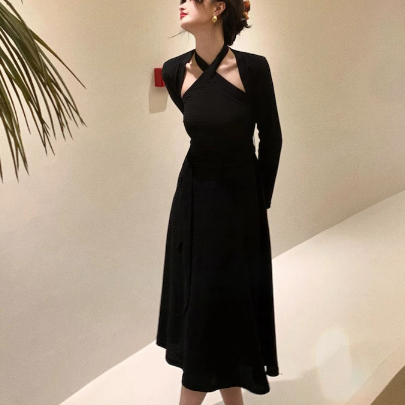 22 Elegant Dress Set Women Slim Retro Casual Party Piece Suit France One Piece Dress Long Sleeve Top Aliexpress