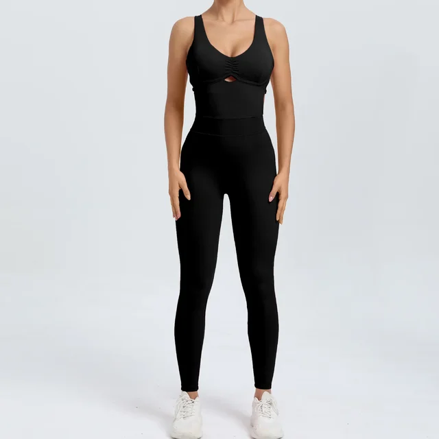 Sexy Cross Backless Scrunch Sport Jumpsuits Monkeys Women Sportswear One Piece Gym Yoga Workout Clothing Female Fitness Overalls