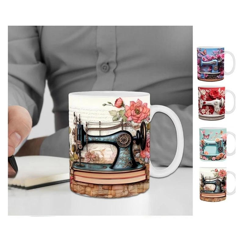 

3D Sewing Machine Painted Mug Coffee Mug Creative Tea Milk Mugs Water Cup Birthday Christmas Gifts For Sewing Lover