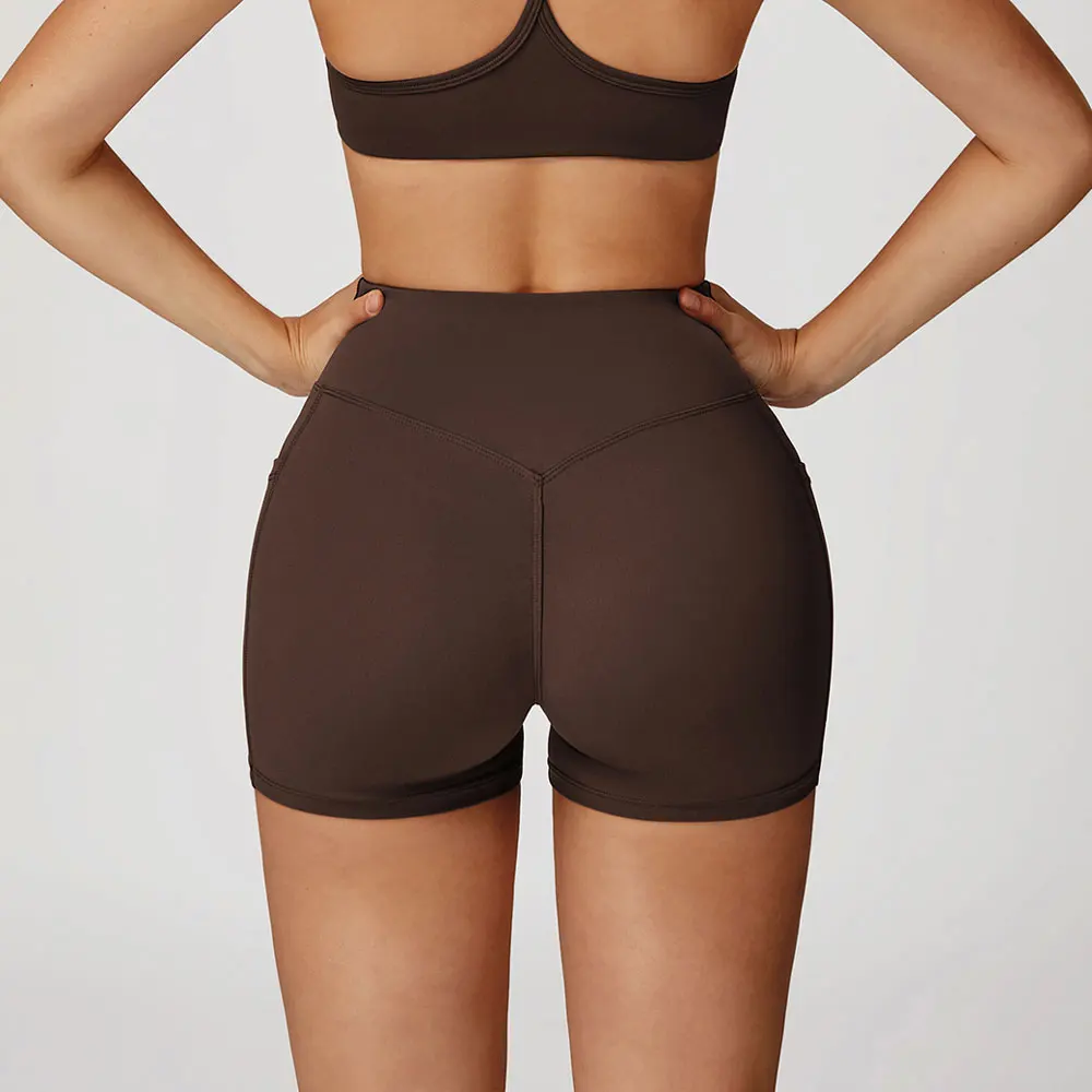 Legging Court Sport Femme Taille Haute avec Poches