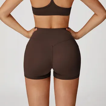 Legging Court Sport Femme Taille Haute avec Poches