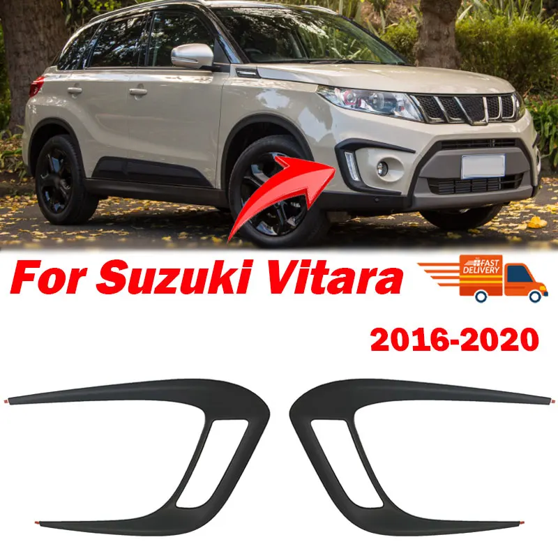 For Suzuki Vitara 2016-2020 Auto Front Fog Light Cover Grill Daytime Running Lamp Frame Trim ABS Decorative Sticker Accessories 1