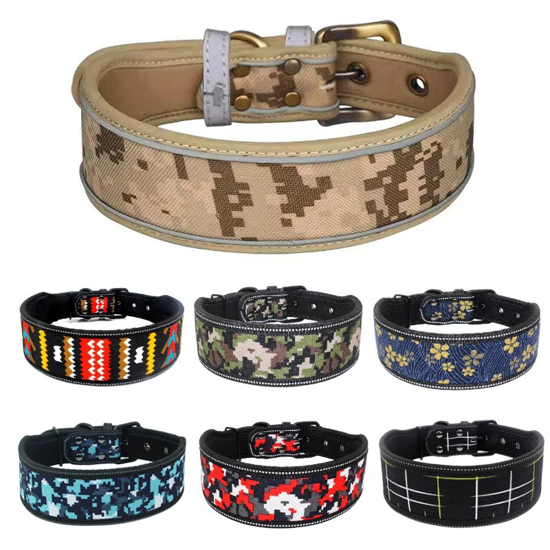 24 Colors Reflective Adjustable Dog Collar with Buckle for Small Medium Large Dogs