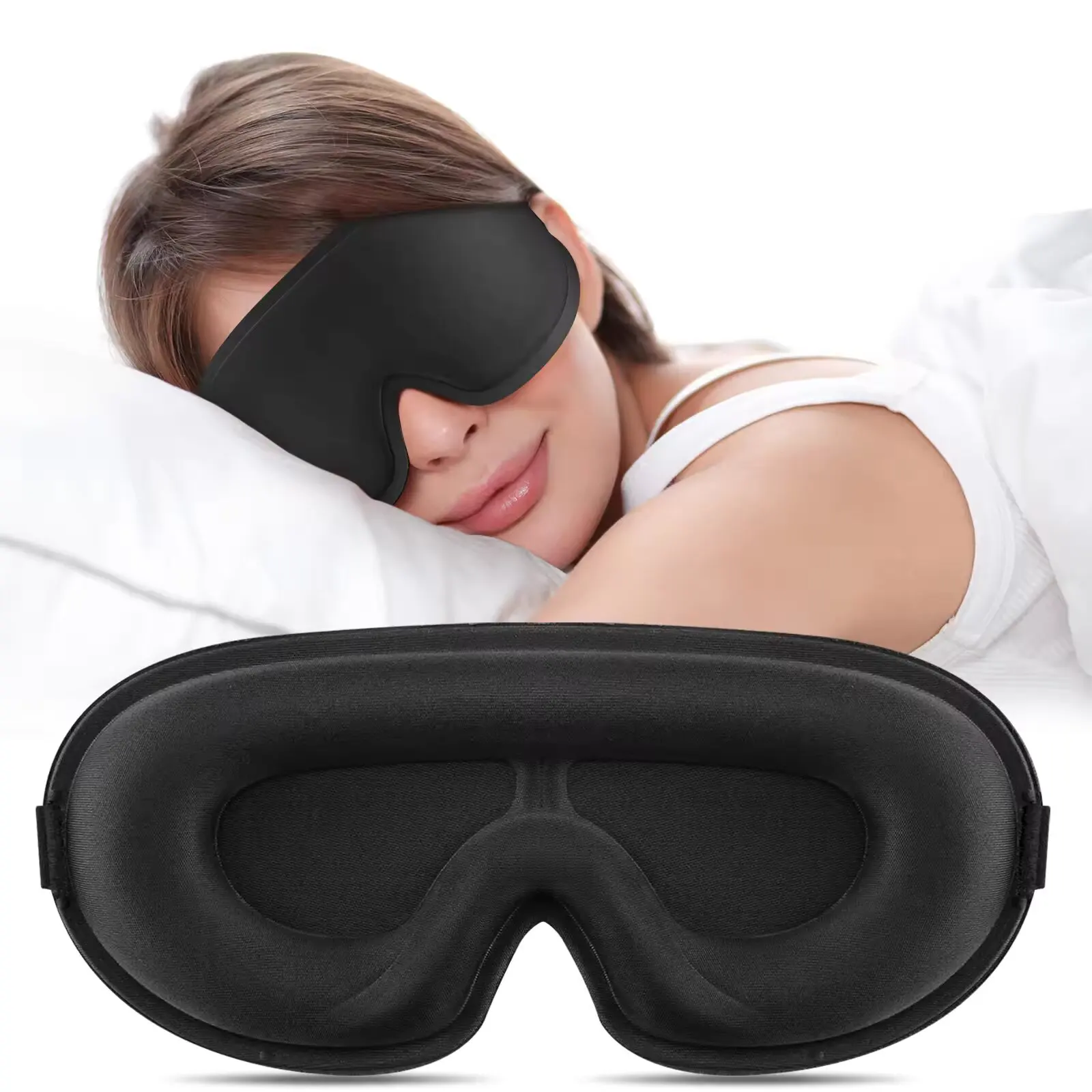 Luxurious 3D Blackout Sleep Mask – Ultra-Soft, Breathable & Adjustable for Ultimate Comfort