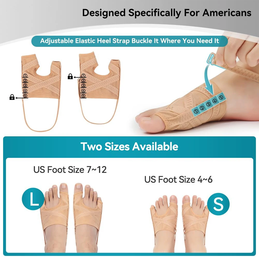 Fabric Bunion Corrector Toe Separator Adjustable Hallux Valgus Sleeve Spacer Toe Corrector Bunion Socks Running Foot Care A Pair