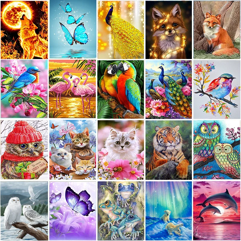 5D DIY Diamond Painting Animal Bird Parrot Tiger Wolf Full Round Diamond Embroidery Cat Cross Stitch Kits Home Decoration Gift 5D DIY Diamond Painting luxury