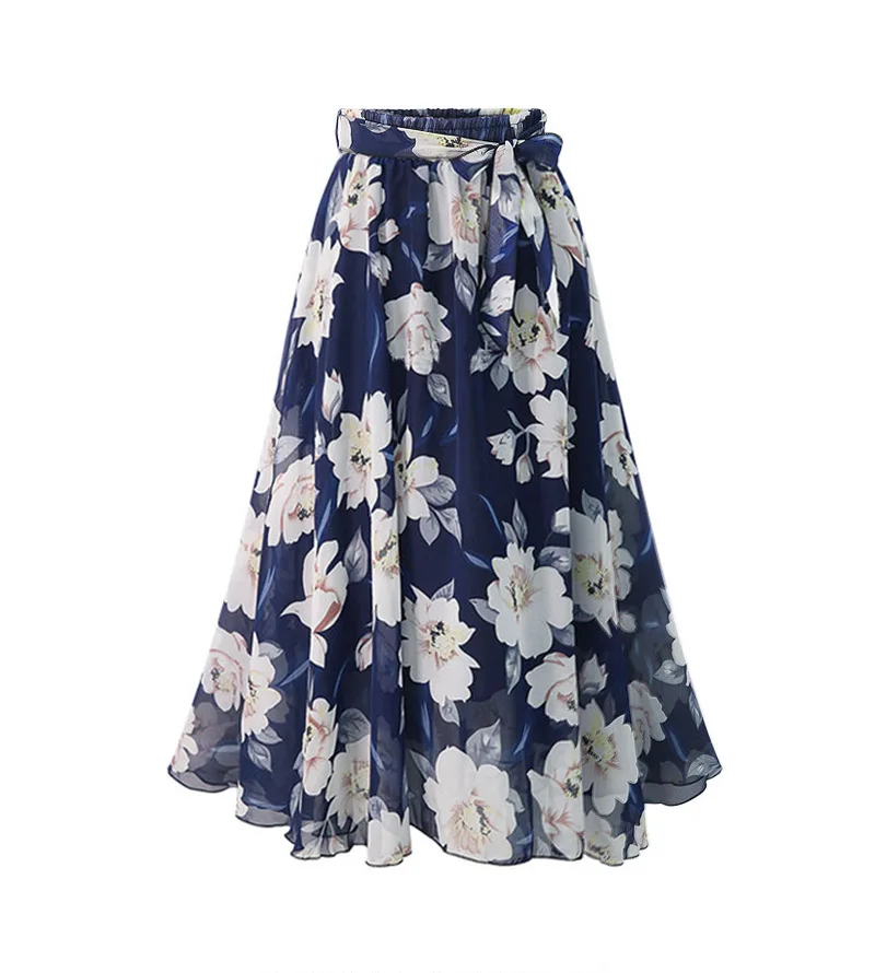 Plus size women's clothing 4XL5XL 2022 autumn new large swing skirt floral large swing chiffon skirt drape women's A-line skirt tennis skirt outfits