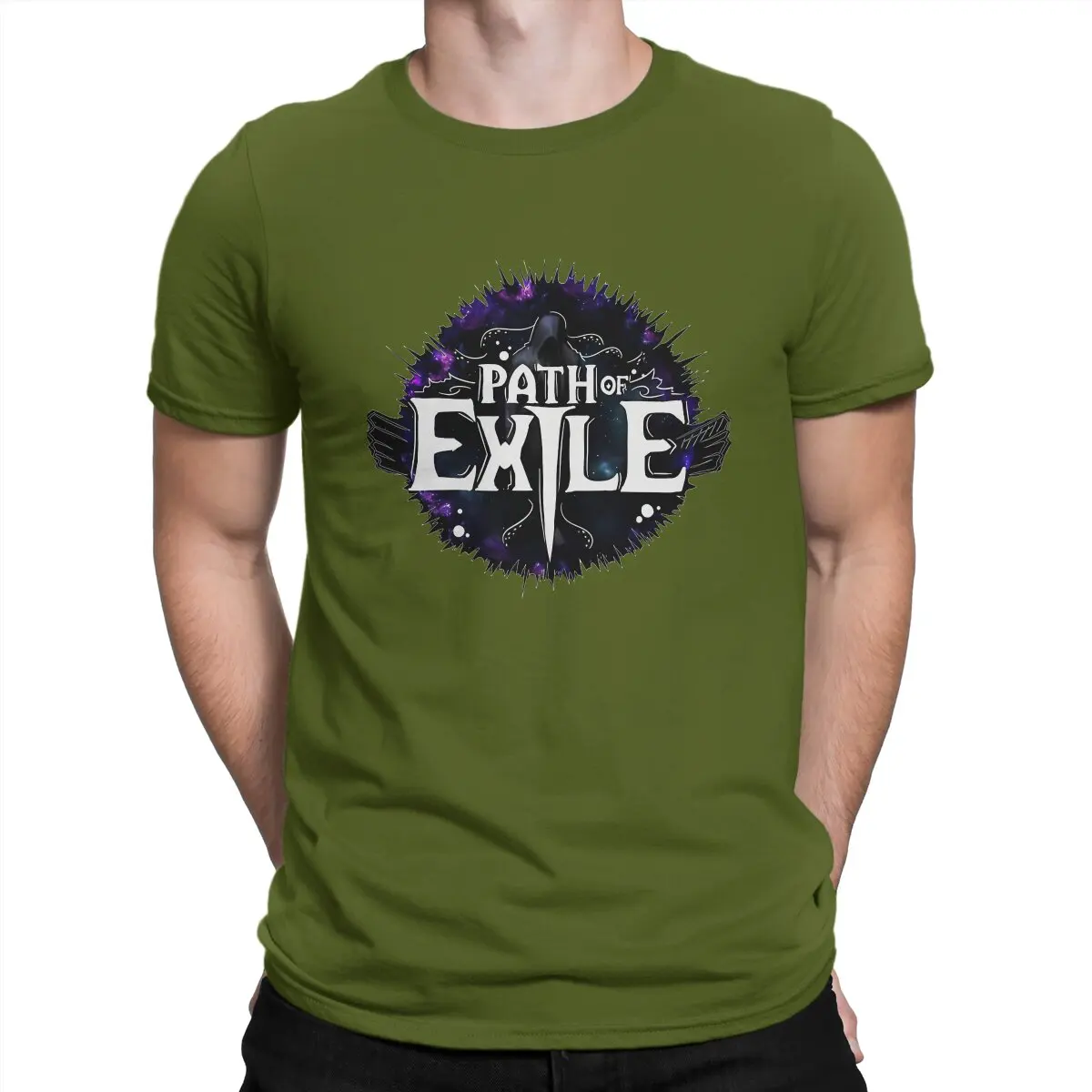 thumbnail image 1 of Camiseta de hombre con fondo moldeador, fresca y única, de algodón puro, de manga corta, de Path of Exile, cuello redondo, tallas 4XL y 5XL., 1 of 7