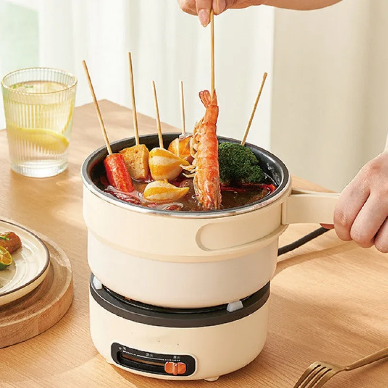 2l Multifunctionele Draagbare Elektrische Hete Pot Student Noodle Cooker Reis Opvouwbare Pot Mini Elektrische Kookpot Instant Pot 220V