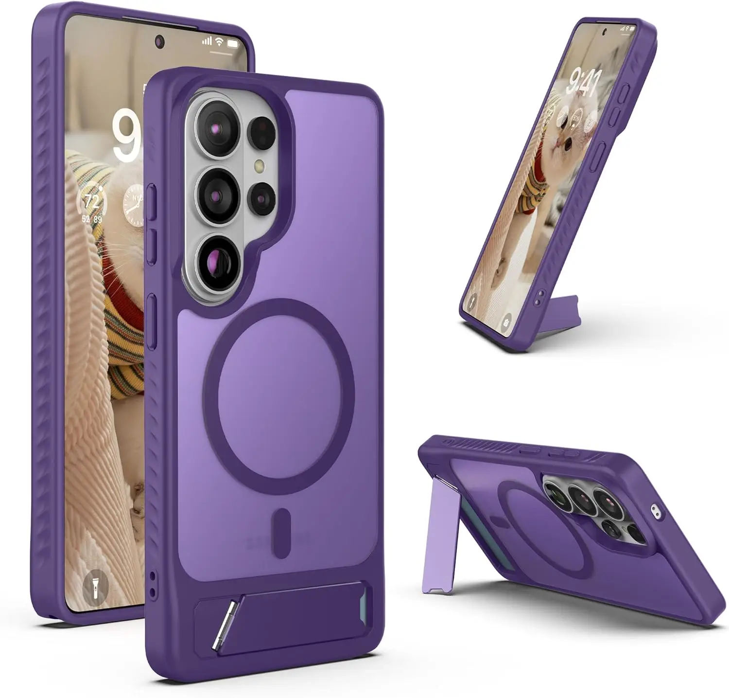 Magnetic Matte Hard Back Phone Case with Stand and Magsafe Compatibility