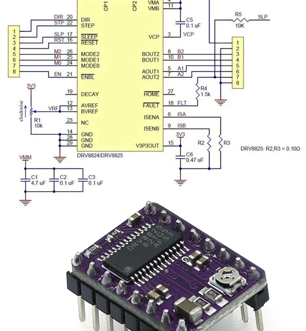 Description Picture 5 of item3D Printer Parts A4988 DRV8825 Stepper Motor Driver With Heat sink For SKR V1.3 1.4 GTR V1.0 RAMPS 1.4 1.6 MKS GEN V1.4 board