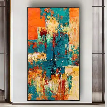 Modern Textured Colorful Abstract Oil Art